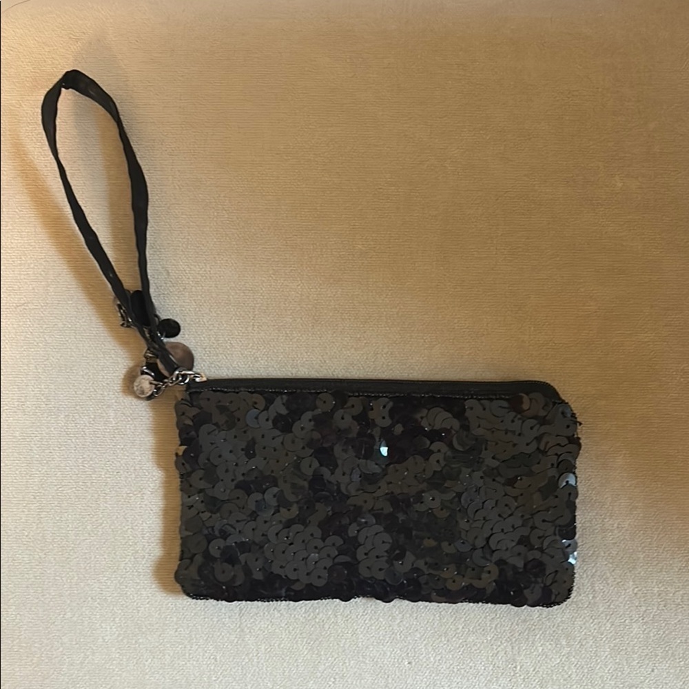 Black Sparkly Sequin Wristlet with Zipper